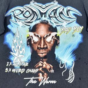 Vintage Dennis Rodman Apparel T-Shirt Mens Medium Black The Worm Bad Boy